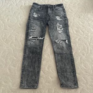 American Eagle Acid Wash Ripped Black Jeans